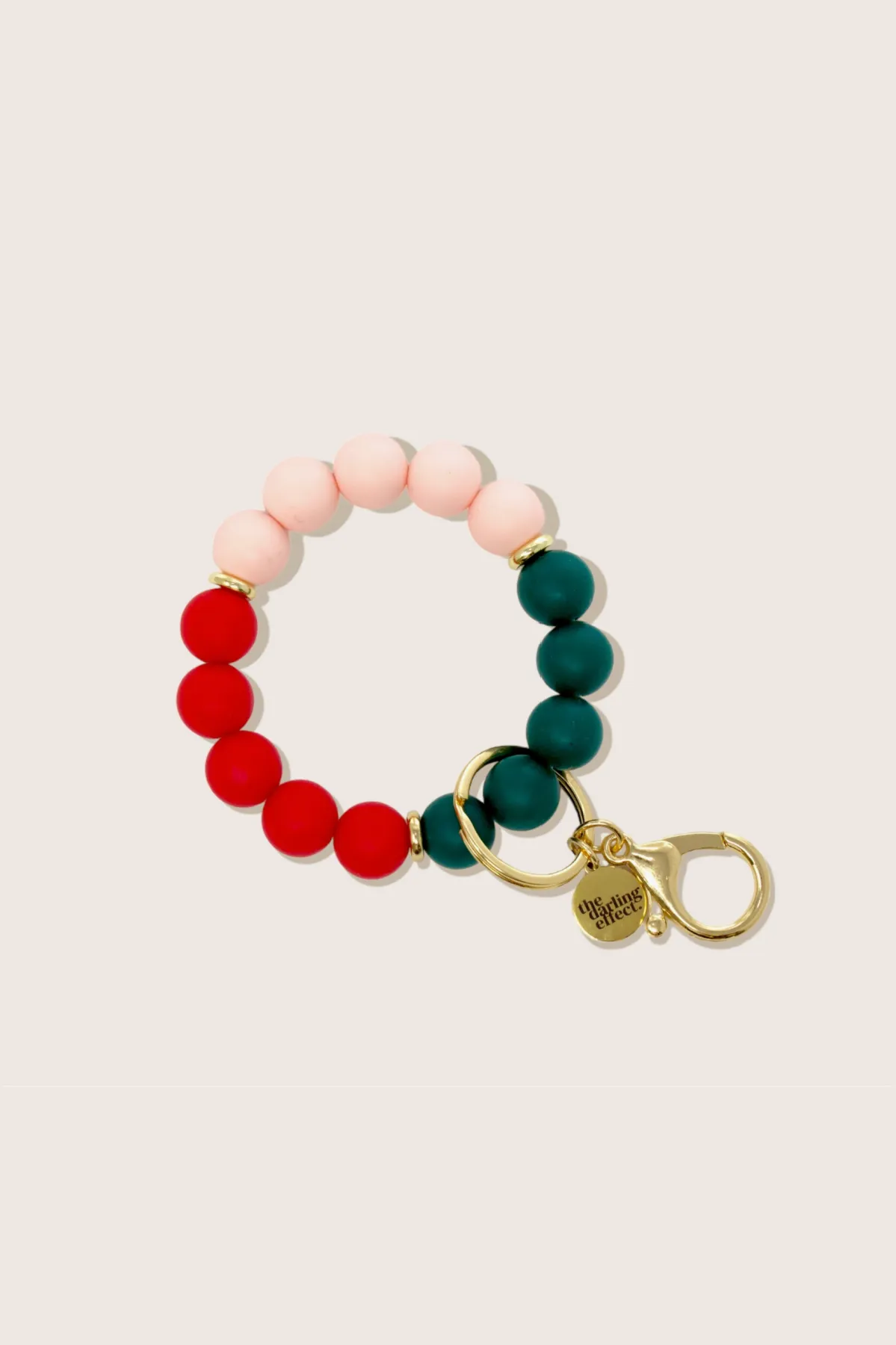 Silicone Beaded Keychain - Holly Jolly