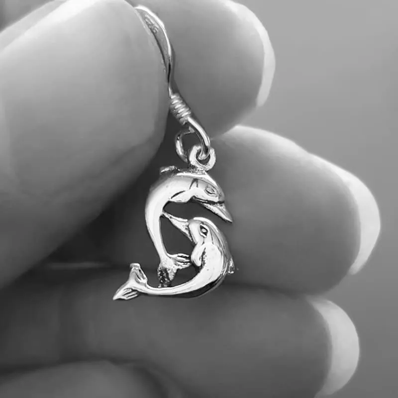 Small Dolphin Earrings, Silver Dolphin Jewellery