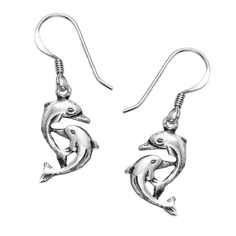 Small Dolphin Earrings, Silver Dolphin Jewellery