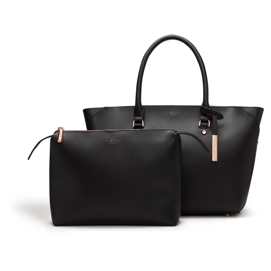 Sophie Vegan Leather Tote Bag | Black