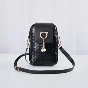 Spring Summer Mini Cross-body Mobile Phone Shoulder Bag Woven Pearl Tassel Cover-style Female Bag Shoulder Diagonal Bag S2599229