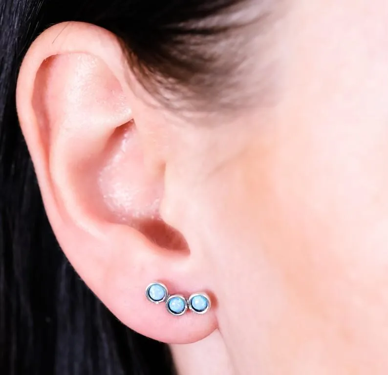 Stud Earrings Sterling Silver Blue Opals Bluenoemi Israeli jewellery