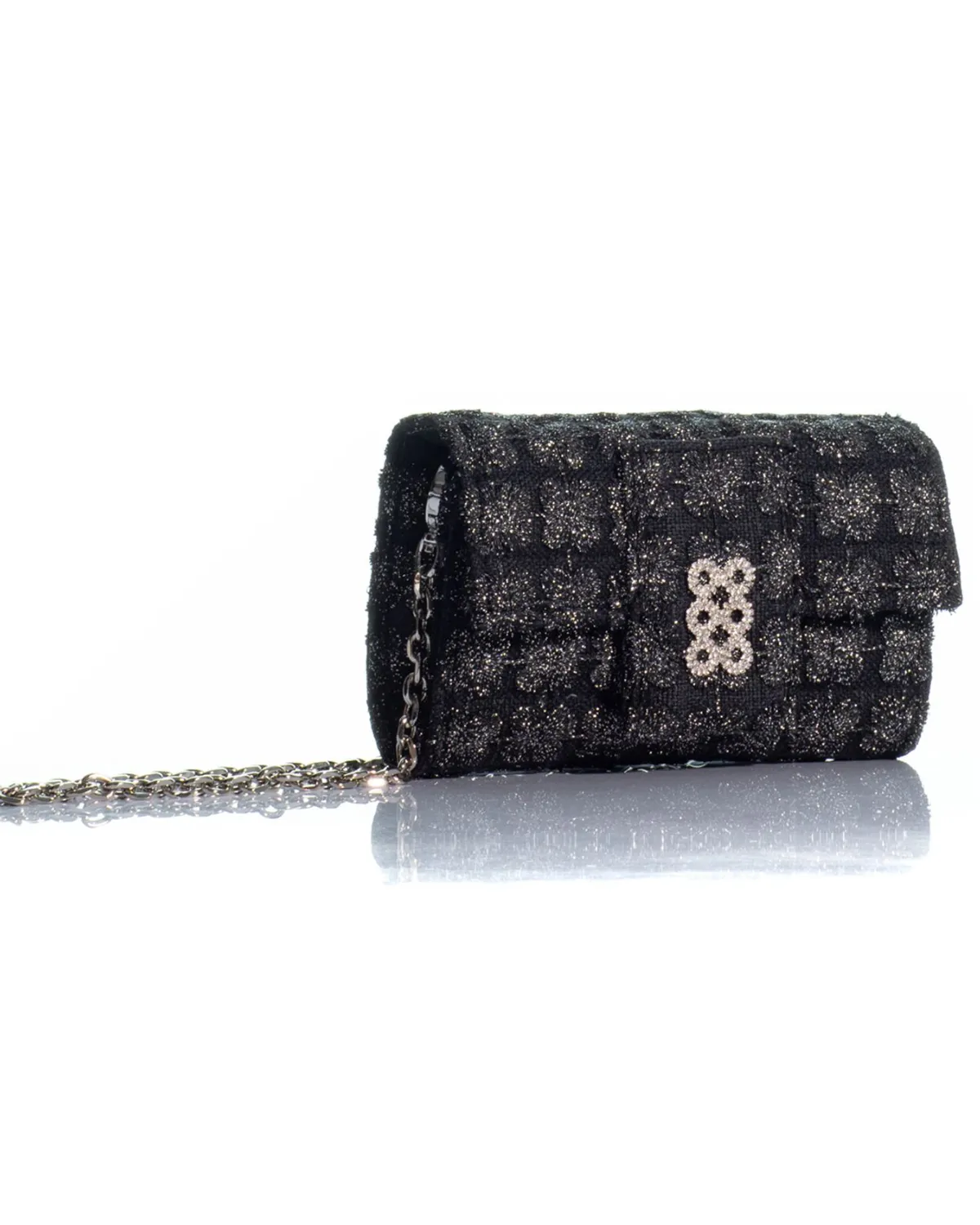 The Amalfi Clutch (Black/Silver)