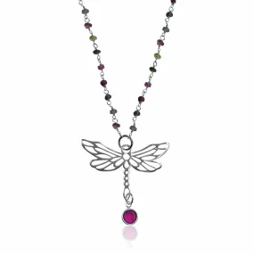 Tourmaline Necklace with a Dragonfly for Change