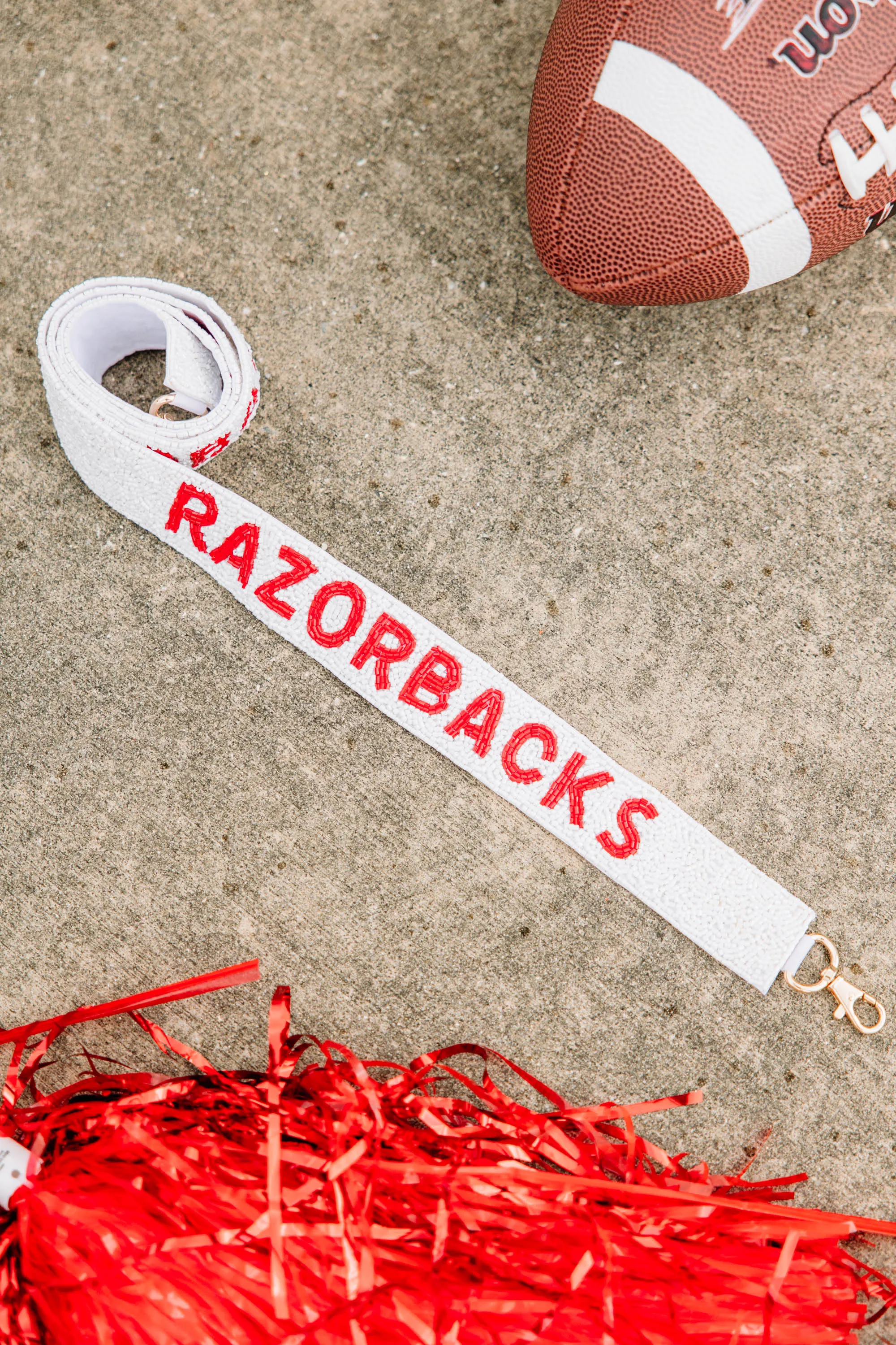 Treasure Jewels: Gameday White & Cardinal Red Beaded Purse Strap