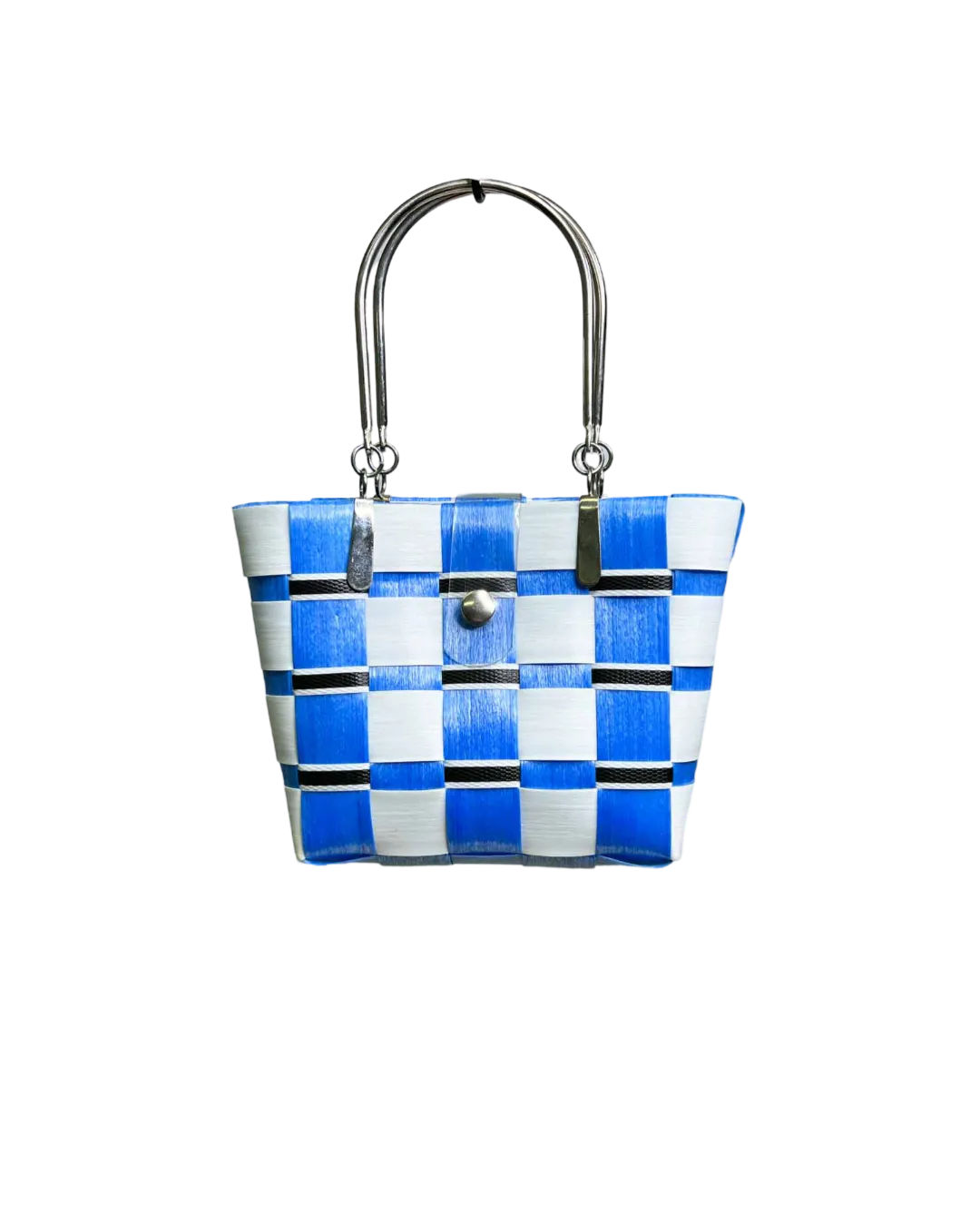 Vintage Blue White Woven Mini Carry Bag