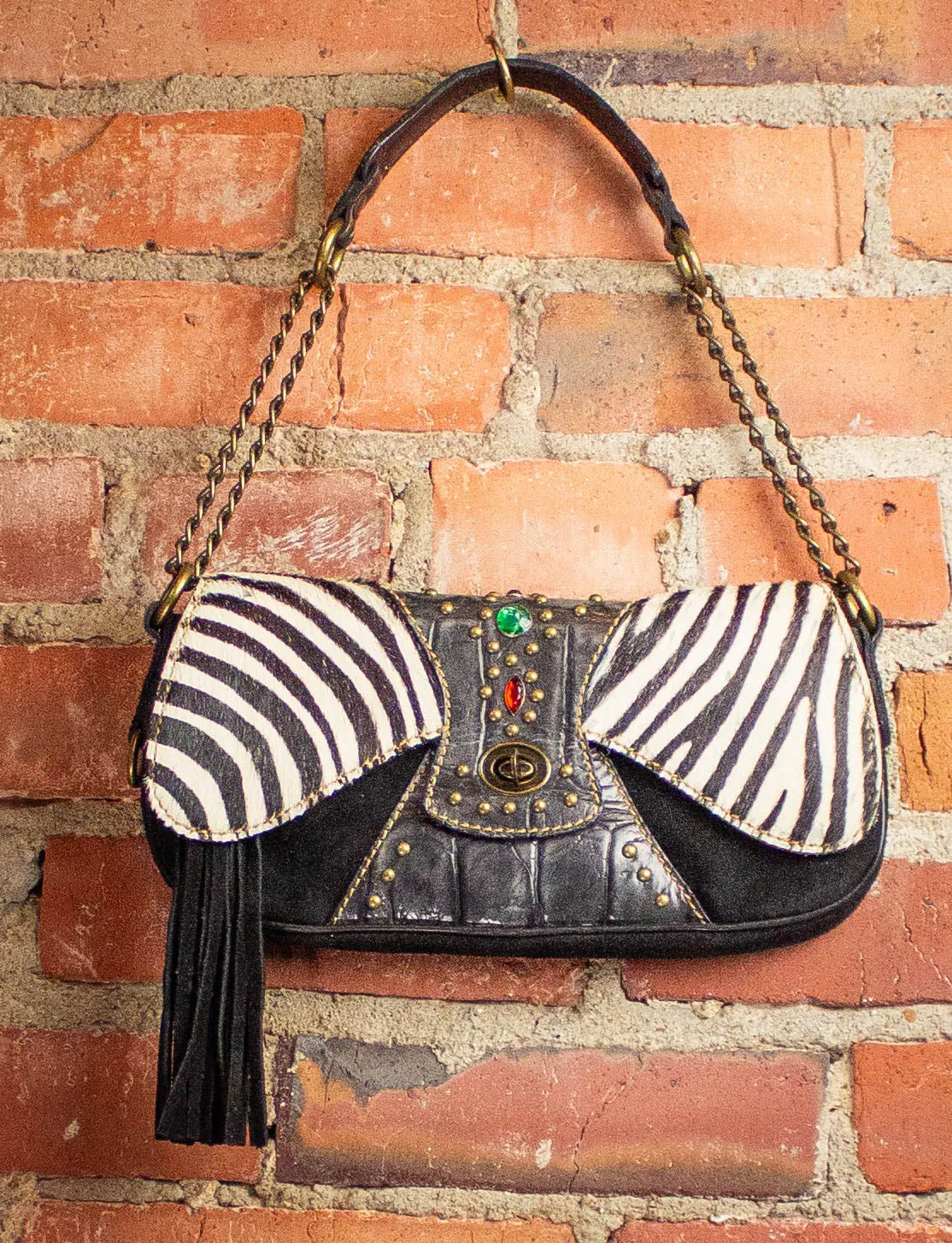 Vintage Zebra Black Purse 1990s