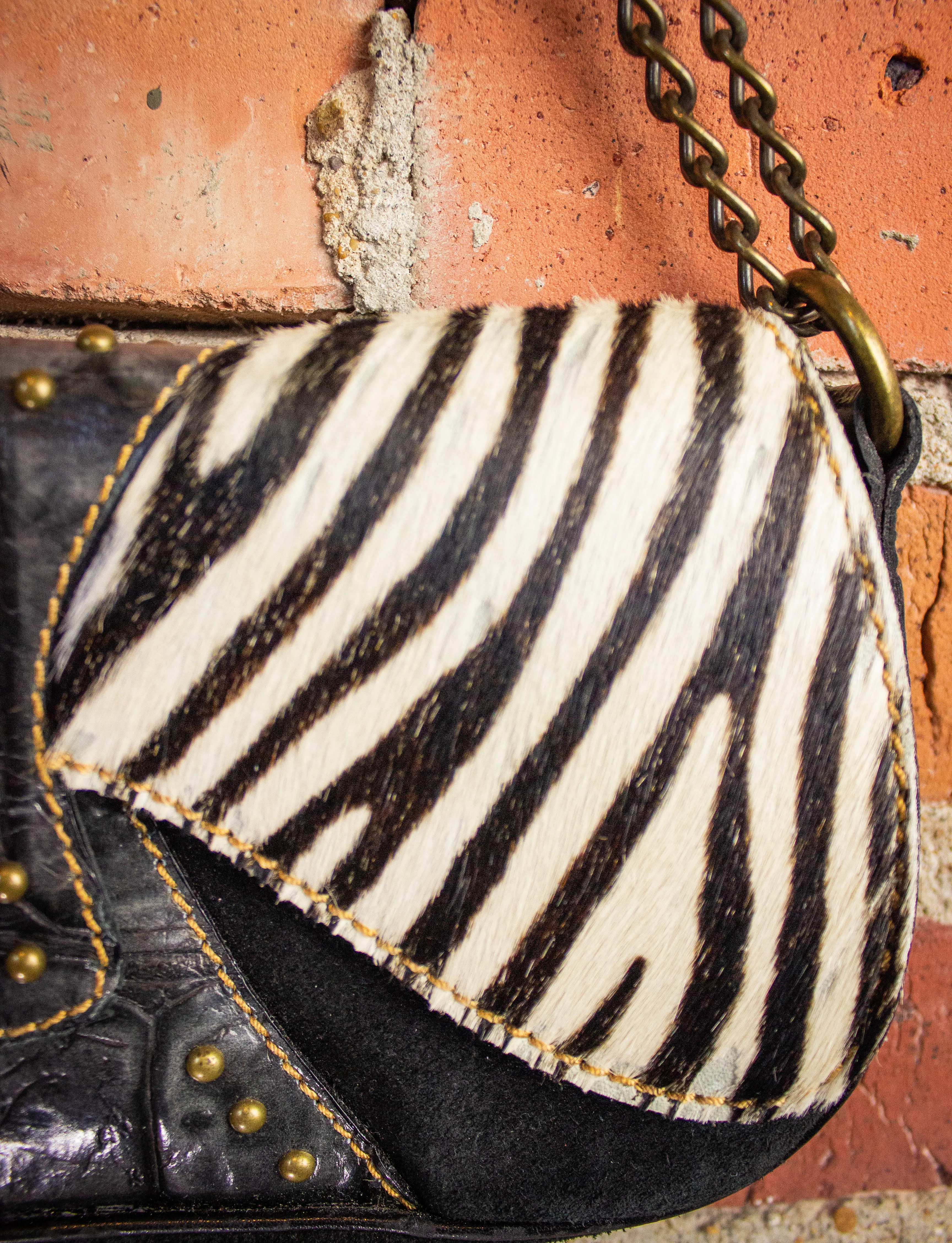 Vintage Zebra Black Purse 1990s