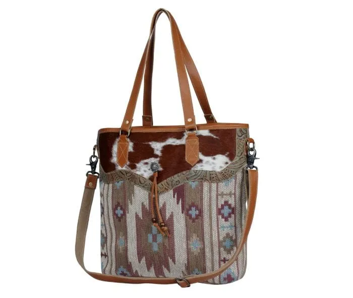 XL cowhide aztec purse tote