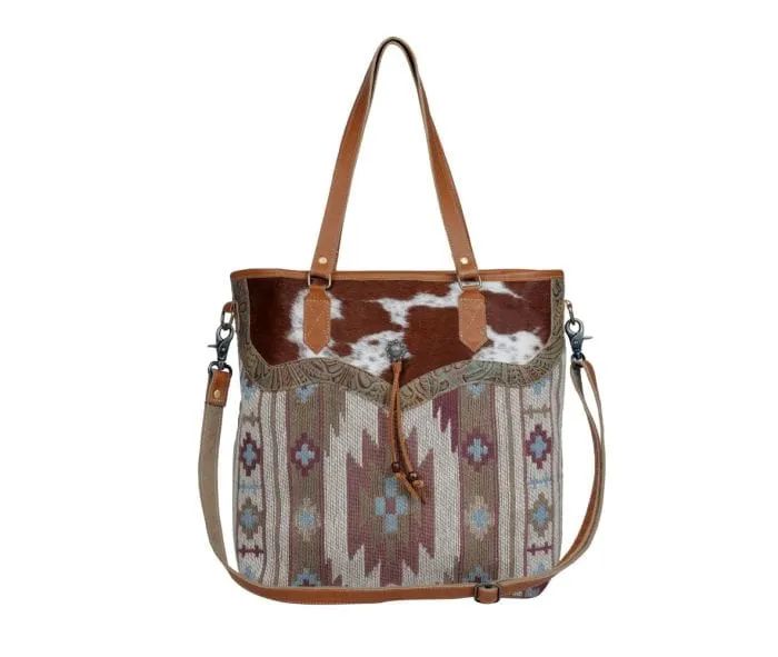 XL cowhide aztec purse tote